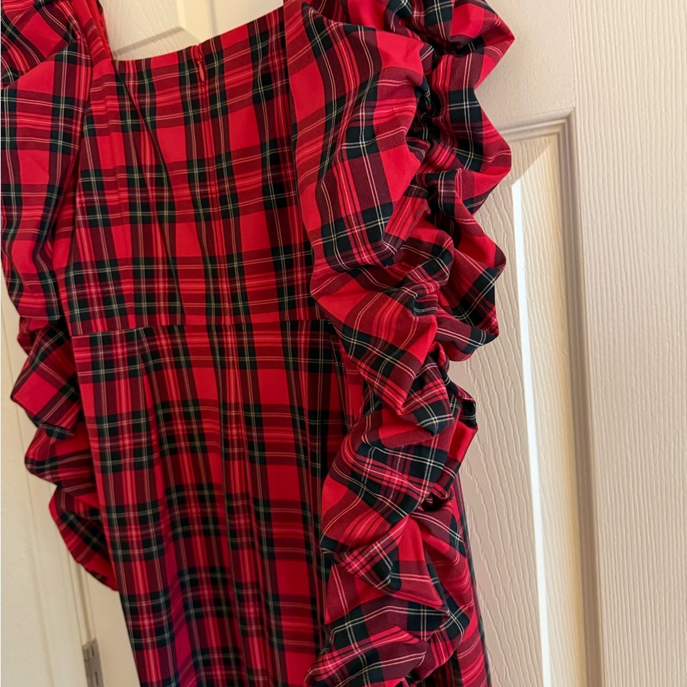 ANTONIO MELANI Red Plaid Long Sleeve Dress - Picture 7 of 8
